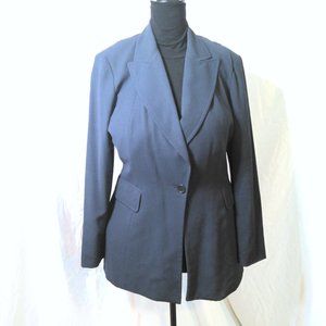 Tahari Single Button 100% Wool Black Blazer Size 16